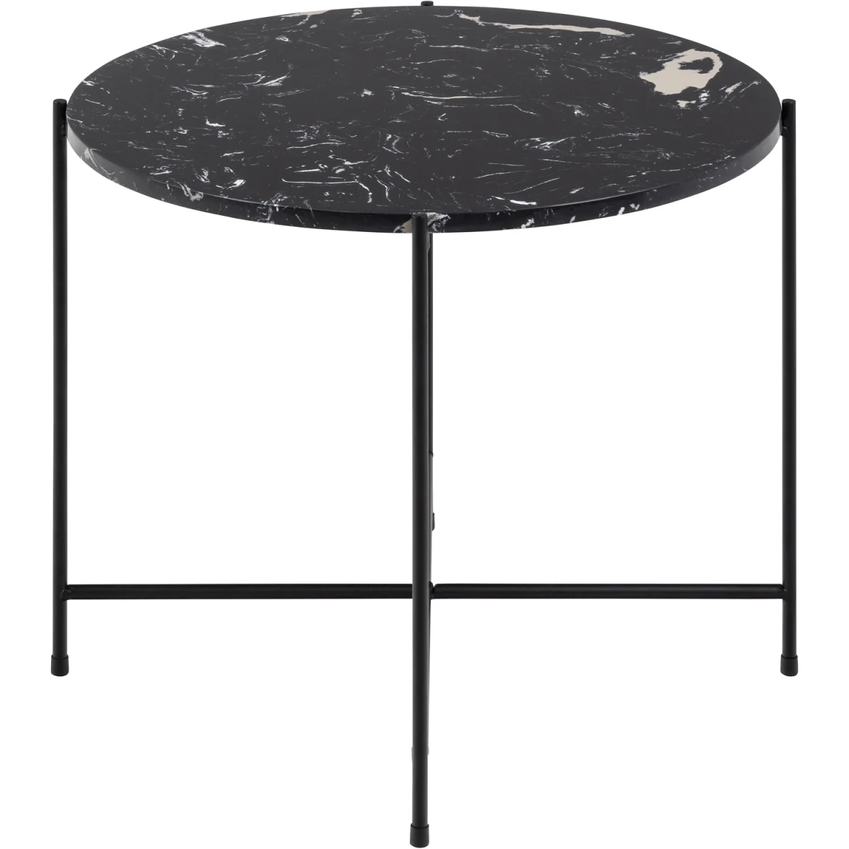 Avila Side Table with Black Polished Marble Stone 52x40cm - Black – image 4