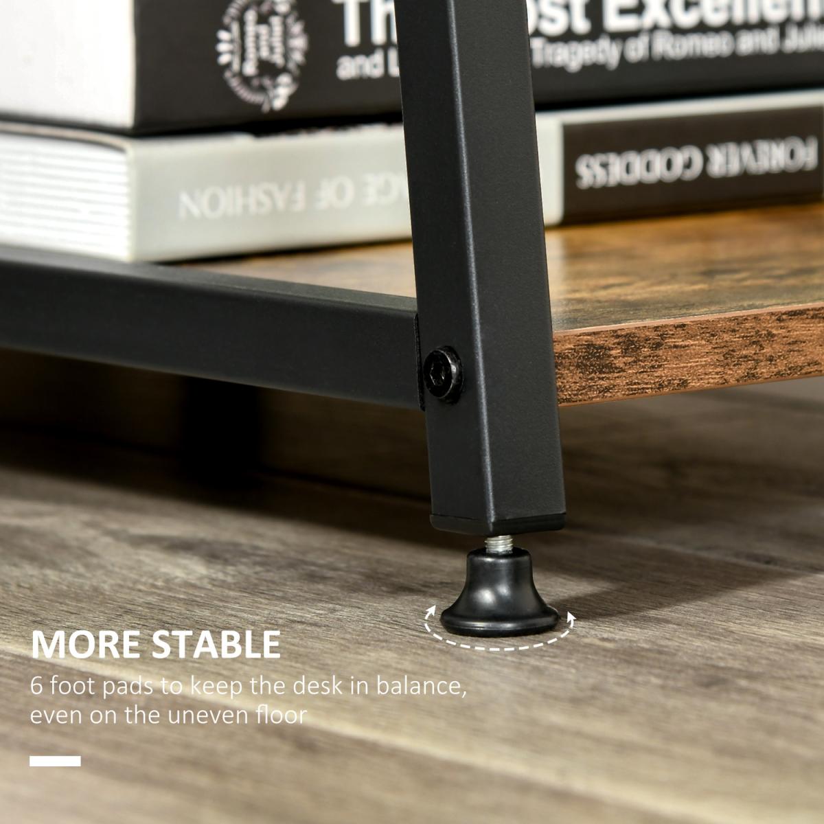 Double Layer Side Table with Steel Frame Rustic Brown - Gold and White – image 13