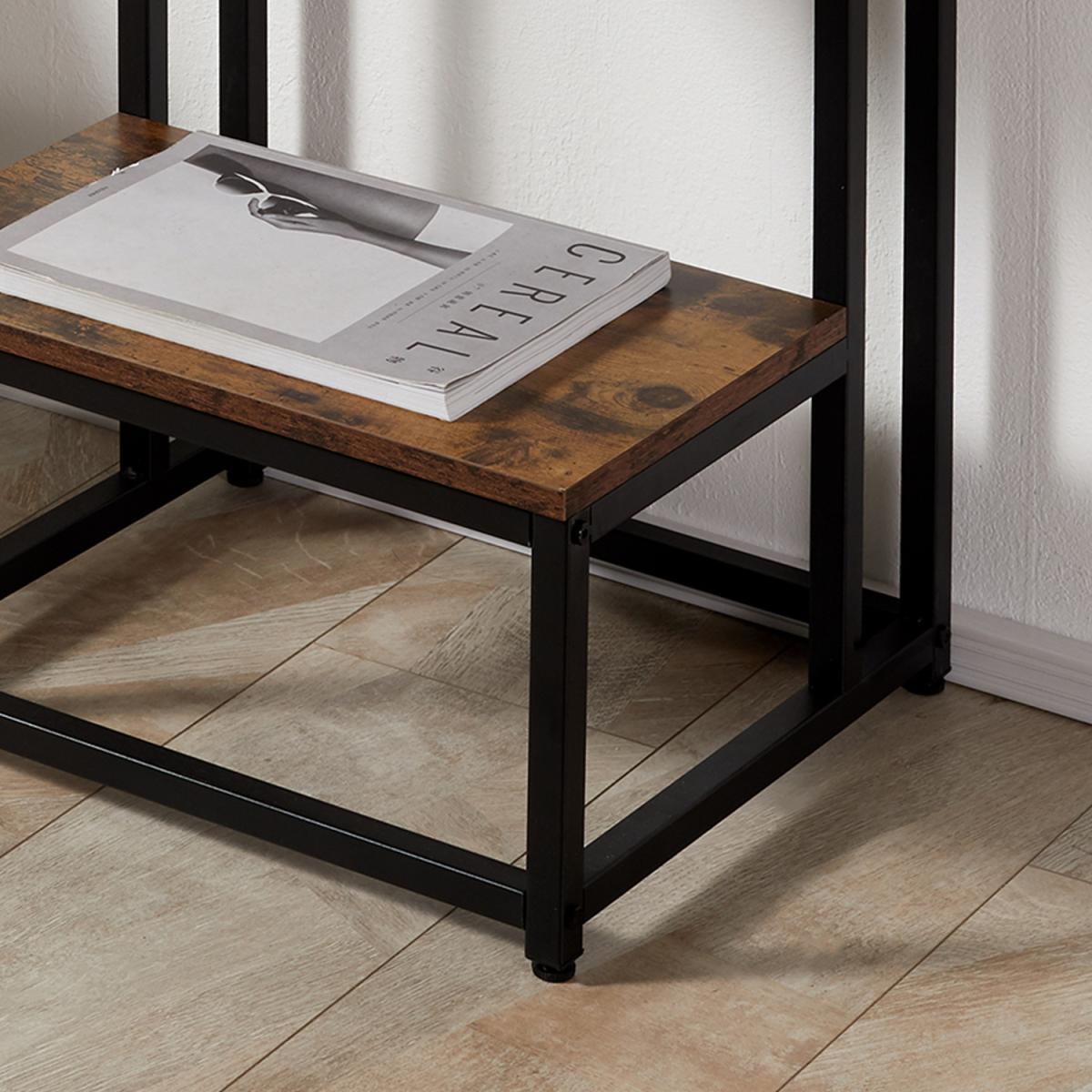 Double Layer Side Table with Steel Frame Rustic Brown - Gold and White – image 22