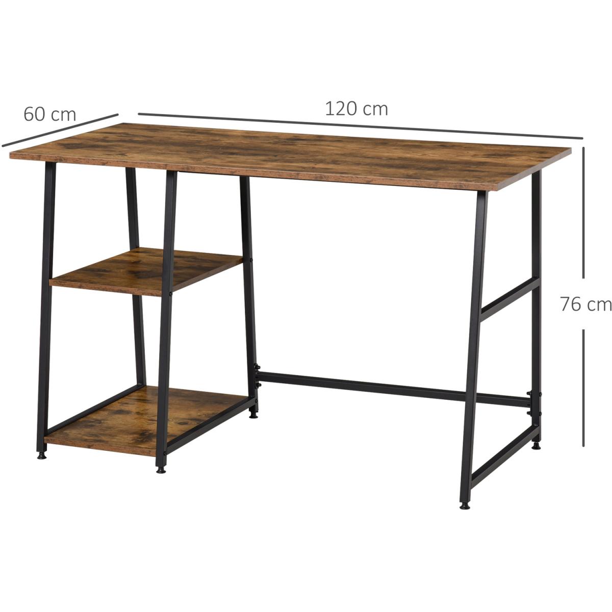 Double Layer Side Table with Steel Frame Rustic Brown - Gold and White – image 10