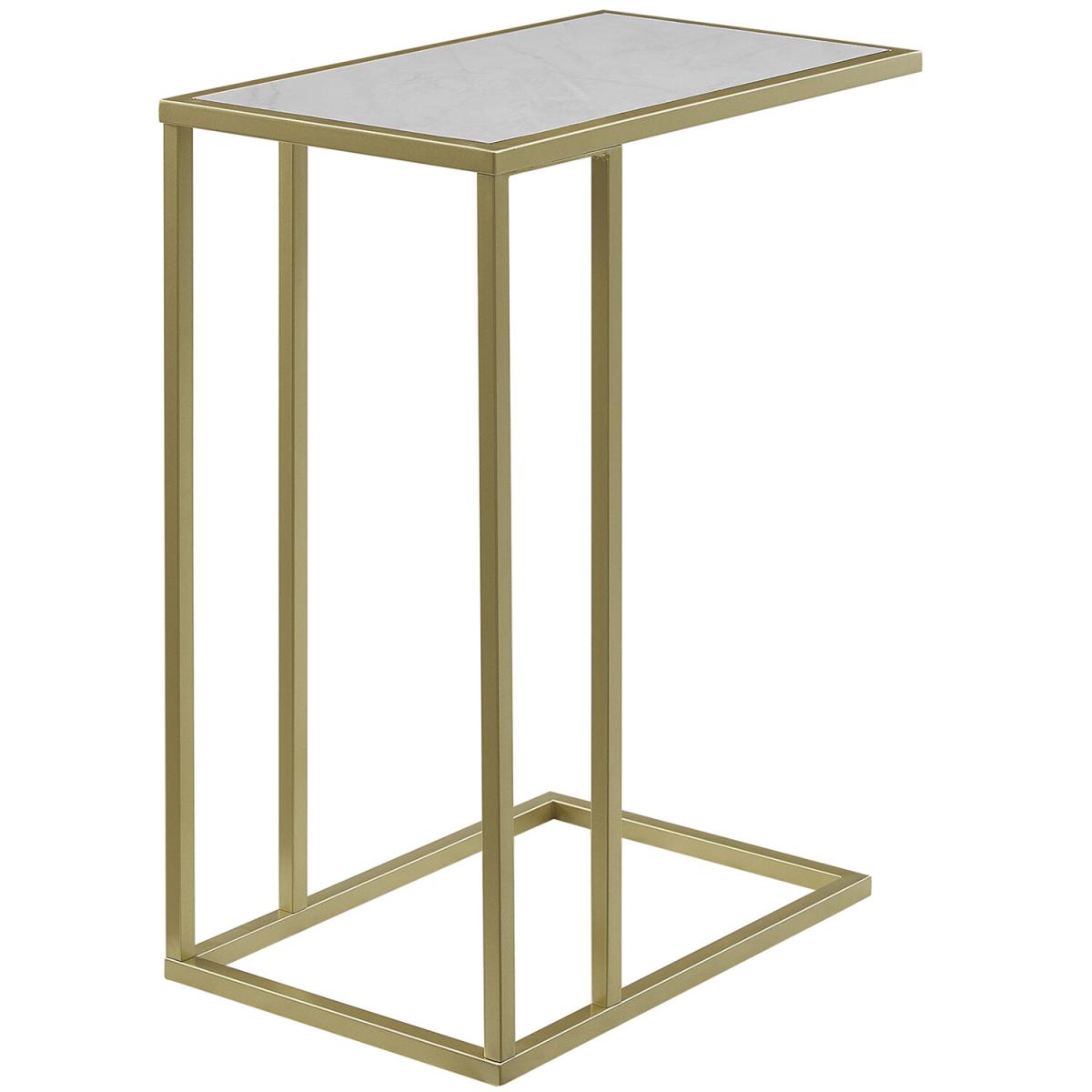 Malorie End Table - White Marble & Gold – image 2