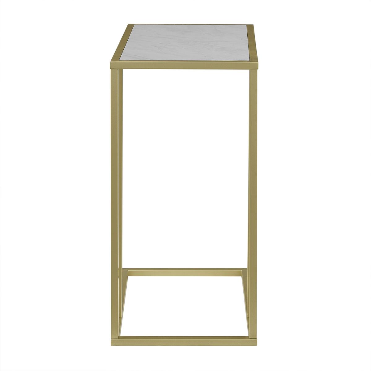 Malorie End Table - White Marble & Gold – image 3