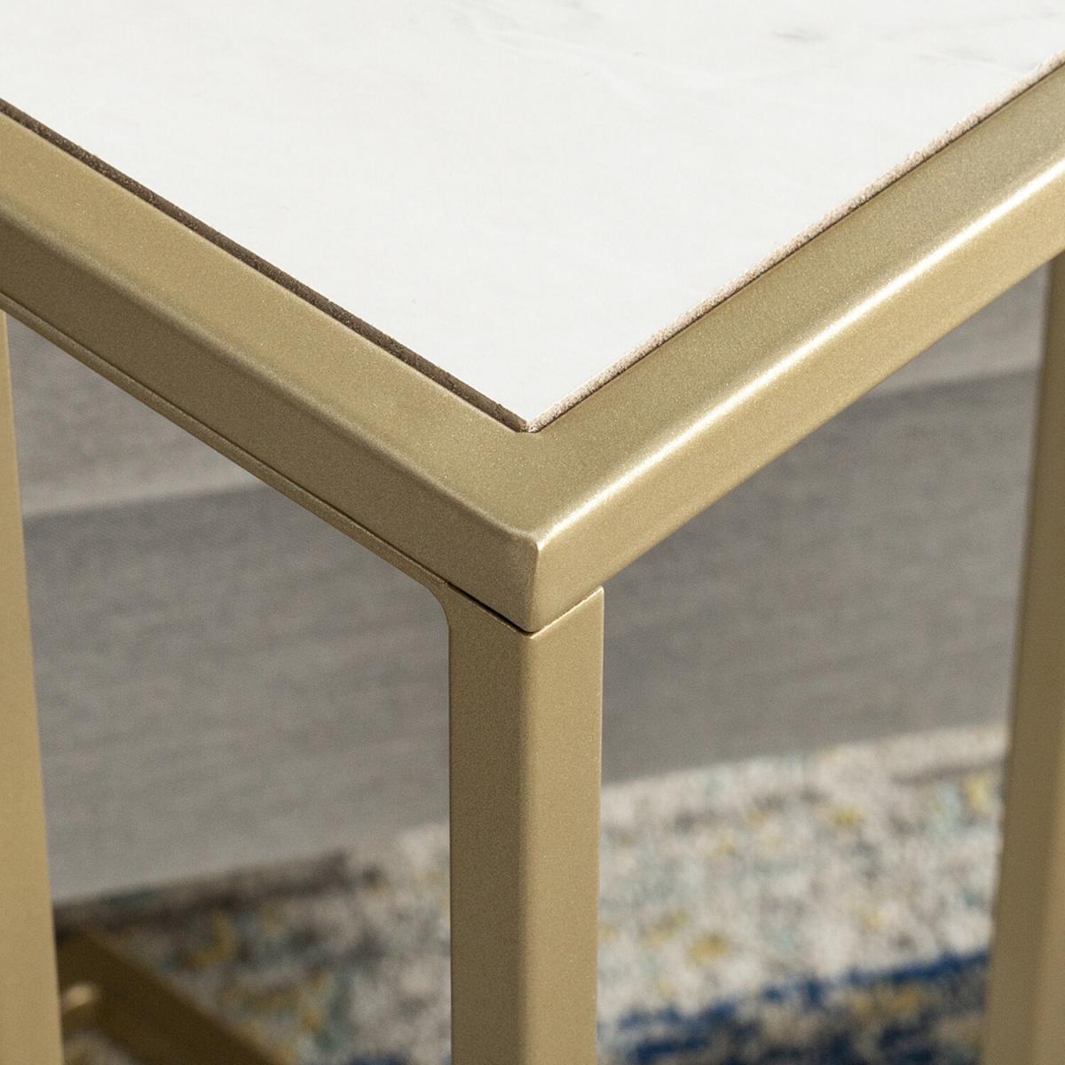 Malorie End Table - White Marble & Gold – image 5