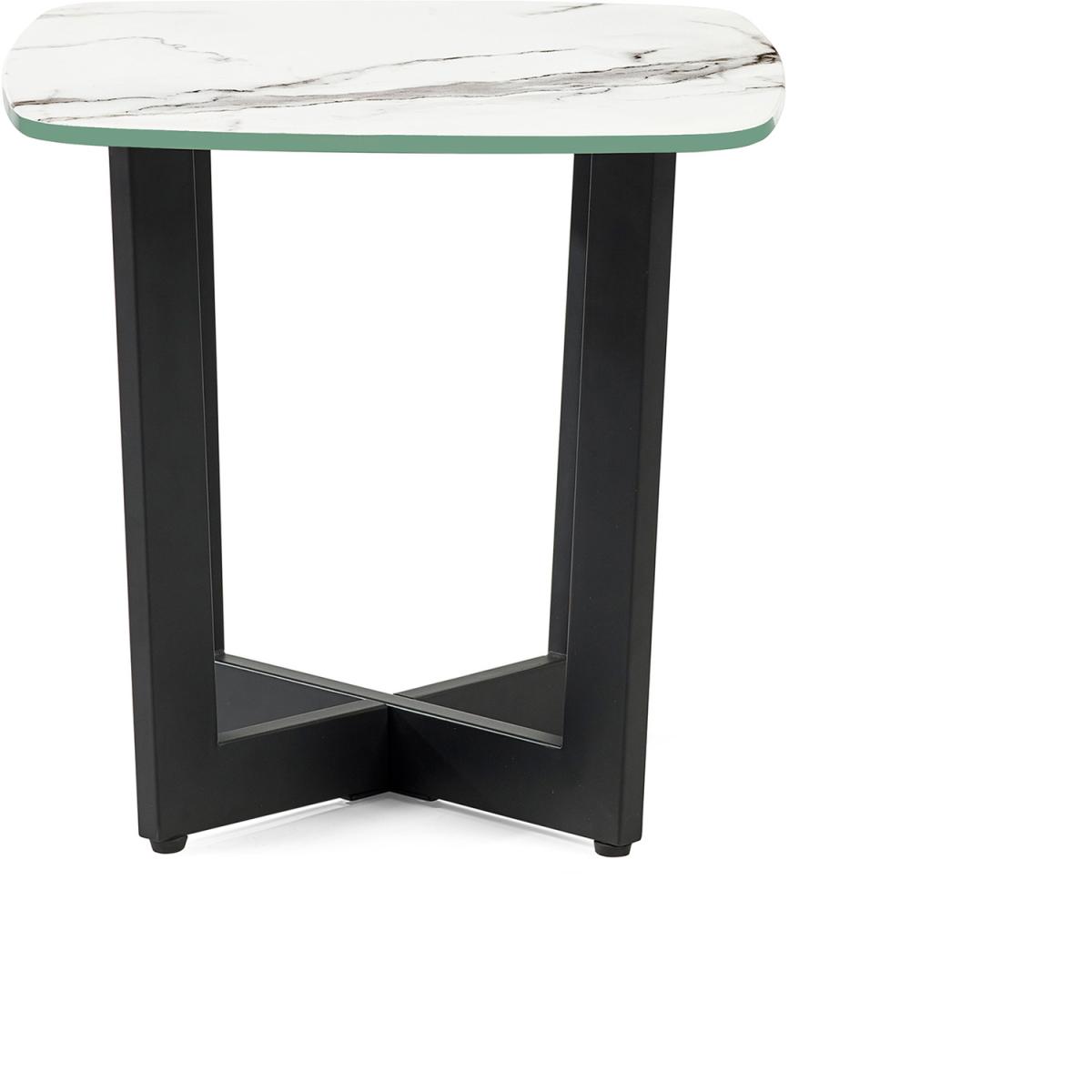Olympus Lamp Table - White Marble Effect & Black – image 2