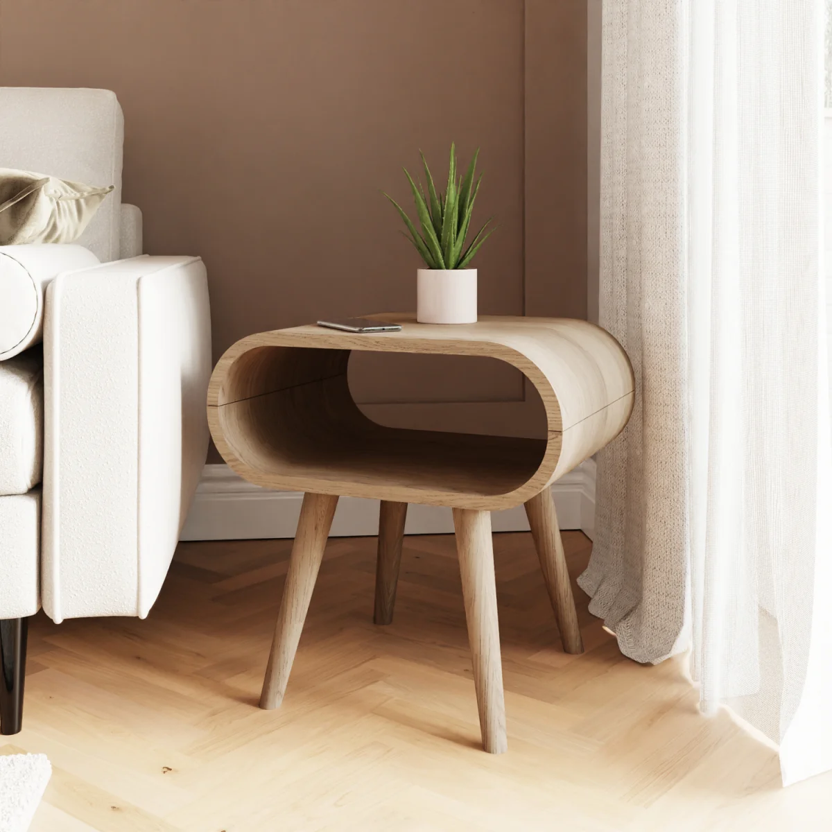 Vionna Curved Side Table - Oak – image 1
