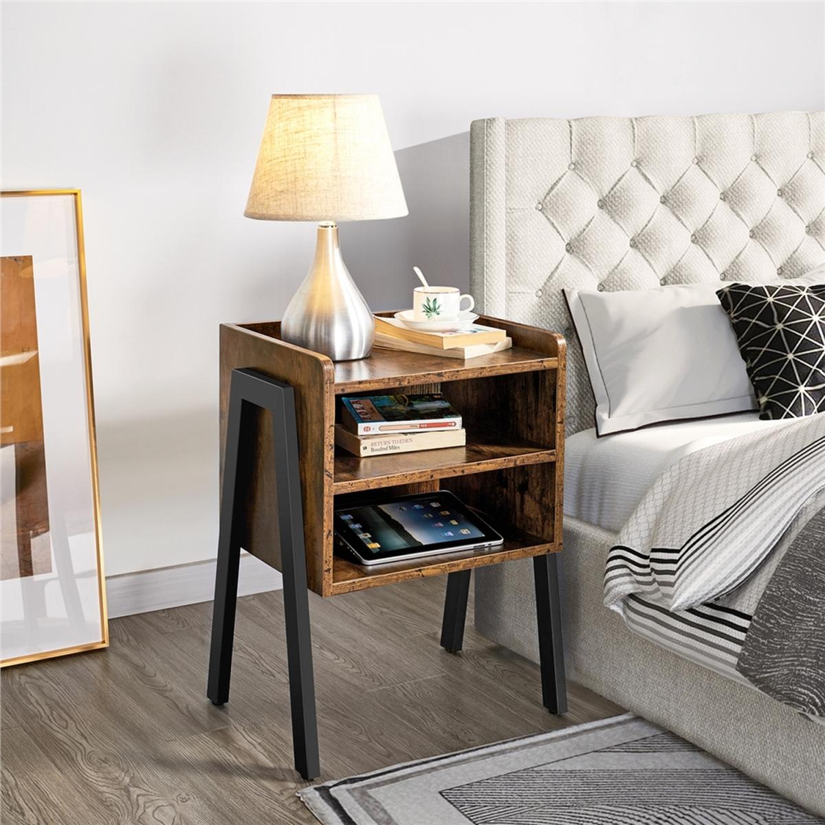 3-Tier End Table with Metal Frame - Rustic Brown – image 3