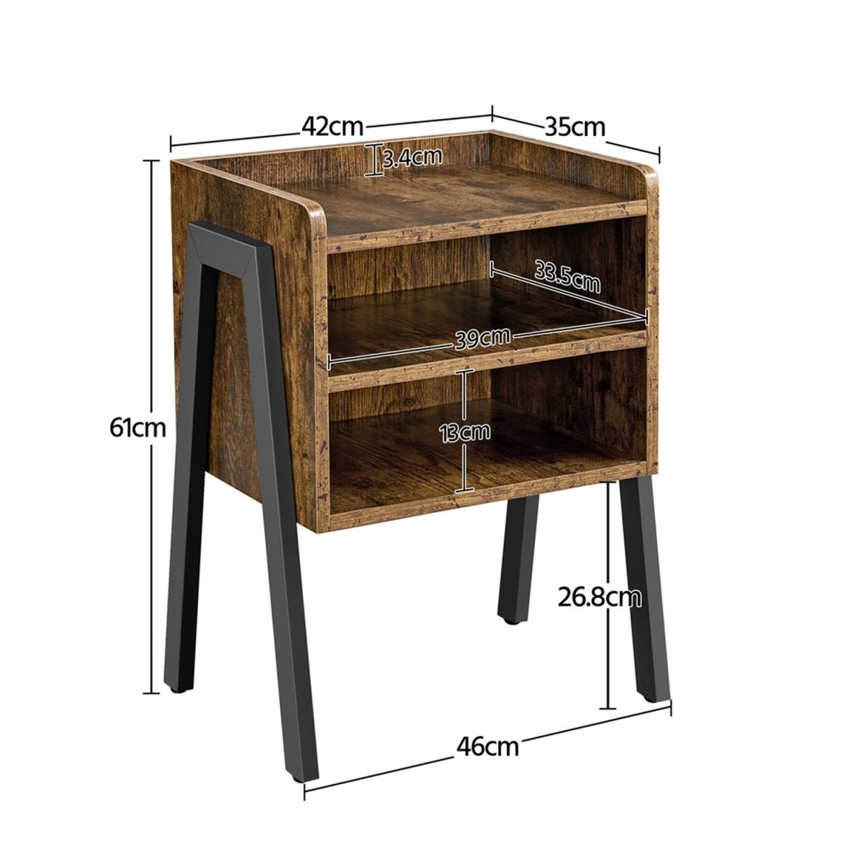 3-Tier End Table with Metal Frame - Rustic Brown – image 4