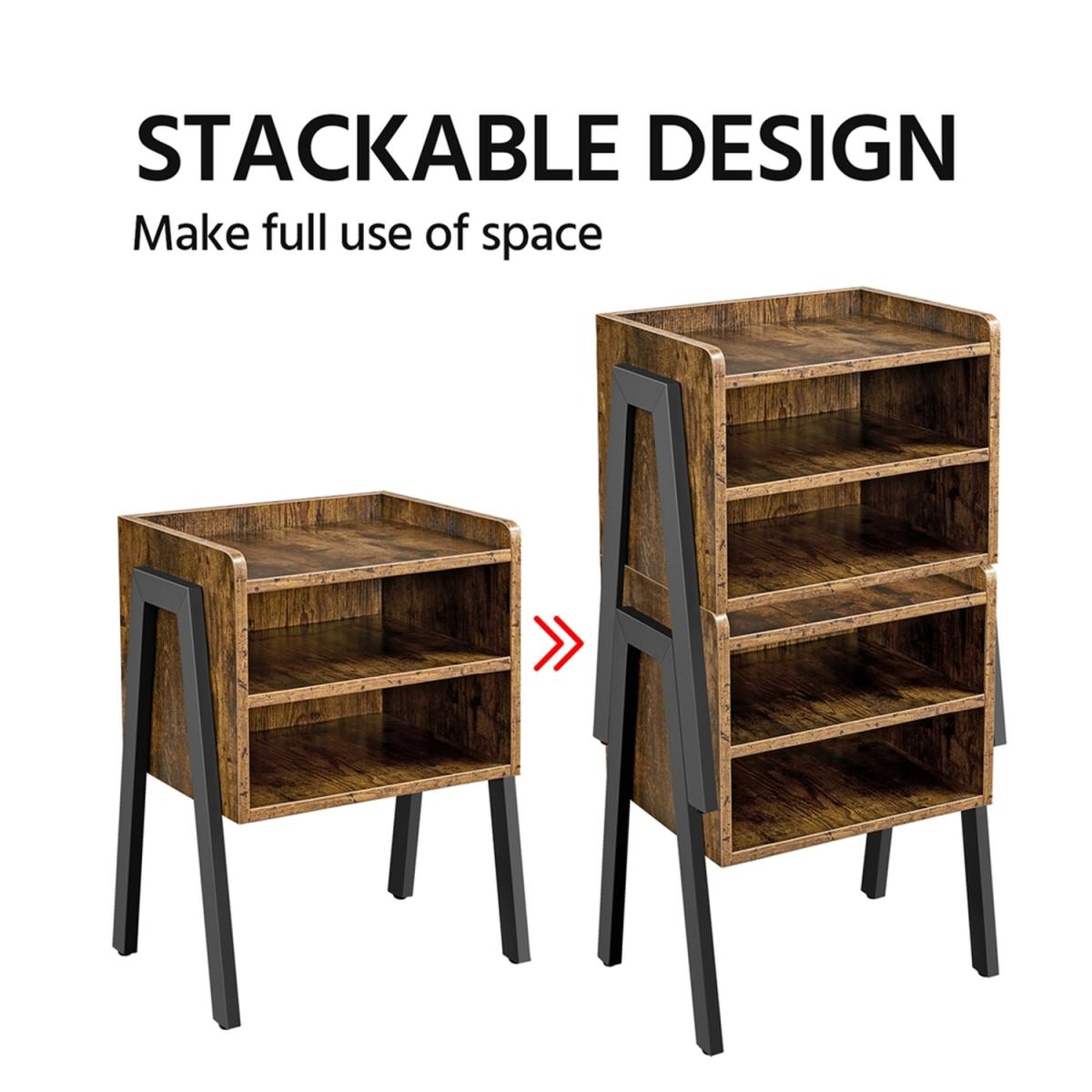 3-Tier End Table with Metal Frame - Rustic Brown – image 6