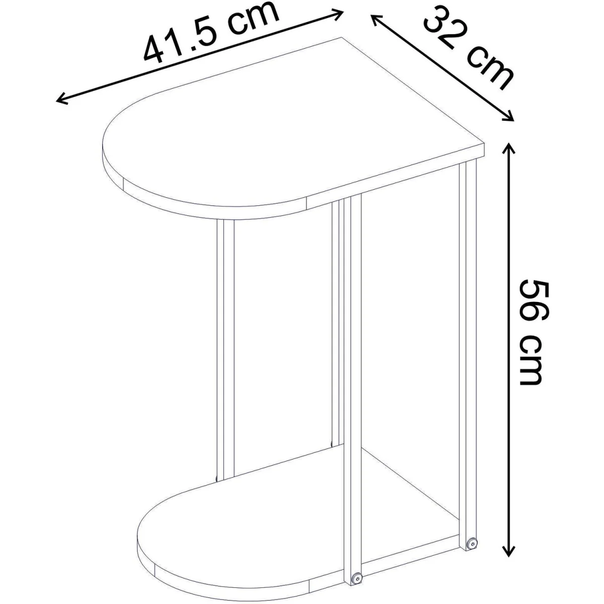 Decortie Roya Half-Round Side Table with Metal Frame and Shelf - Whiskey Oak – image 7