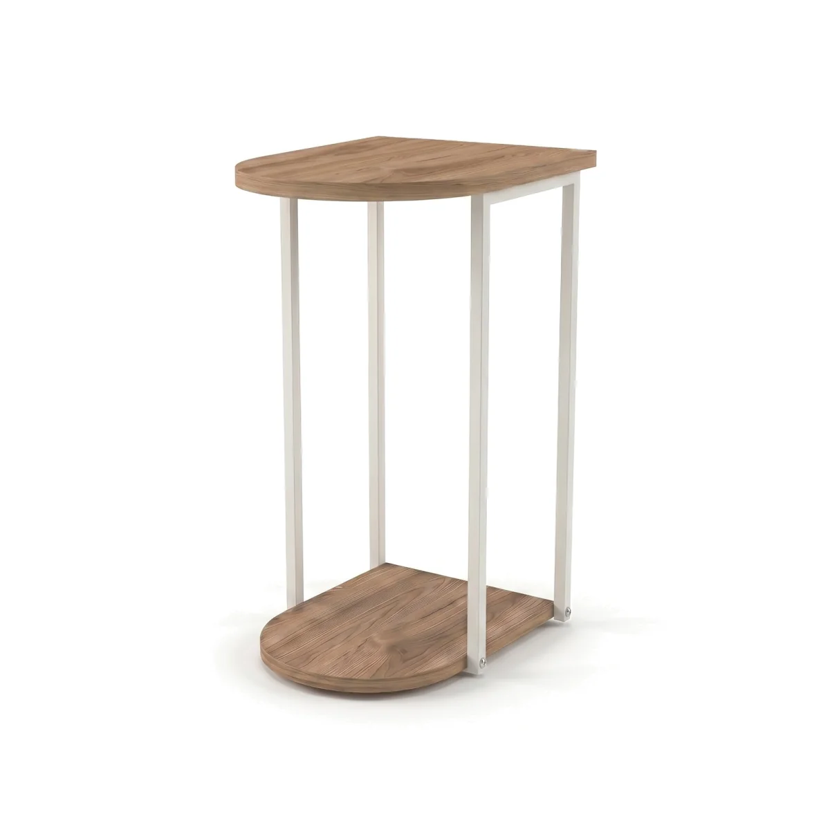 Decortie Roya Half-Round Side Table with Metal Frame and Shelf - Whiskey Oak – image 1
