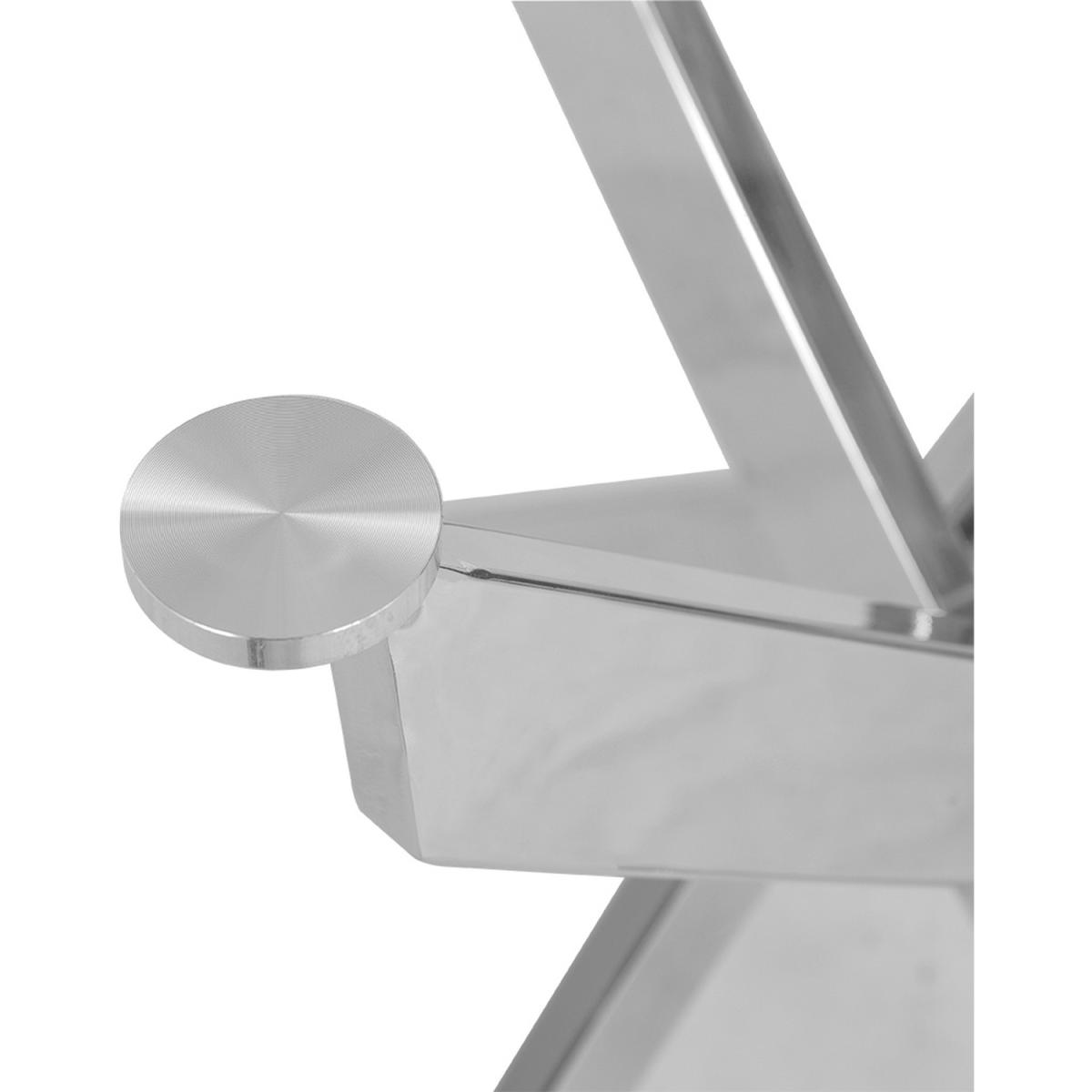 Round Tempered Glass Dining Side Table Chromed Legs Living Room - Silver – image 4