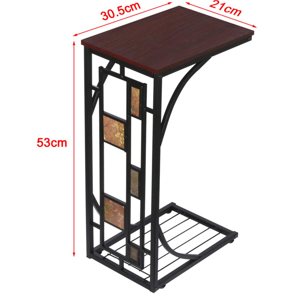 C Shaped Side Sofa Snack Table - Brown – image 3