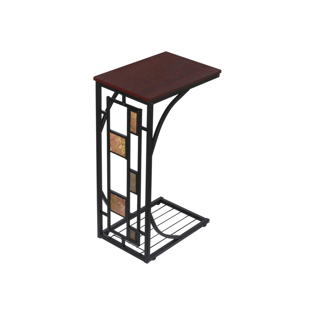 C Shaped Side Sofa Snack Table - Brown – image 1
