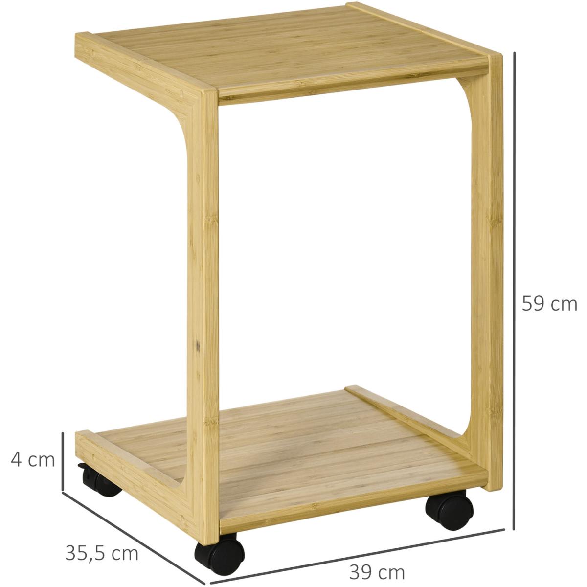 C Shaped Side Table, Snack Coffee Tray End Table - Natural – image 2