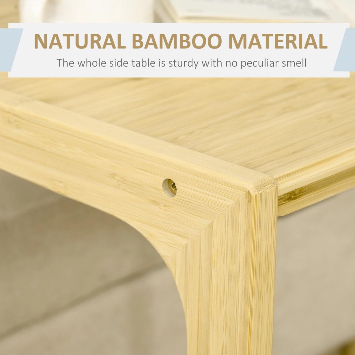 C Shaped Side Table, Snack Coffee Tray End Table - Natural – image 4