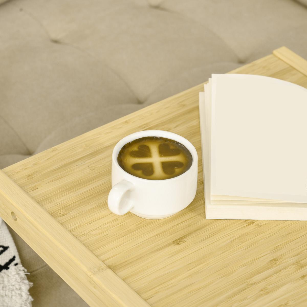 C Shaped Side Table, Snack Coffee Tray End Table - Natural – image 6