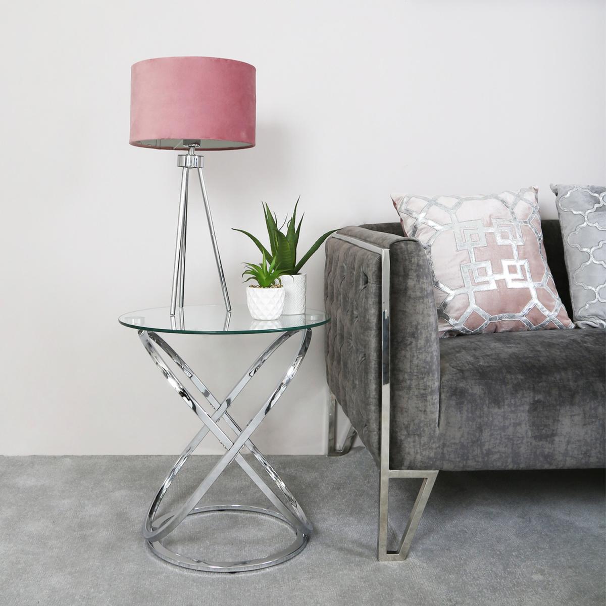 Round Metal Side Table - Silver – image 1