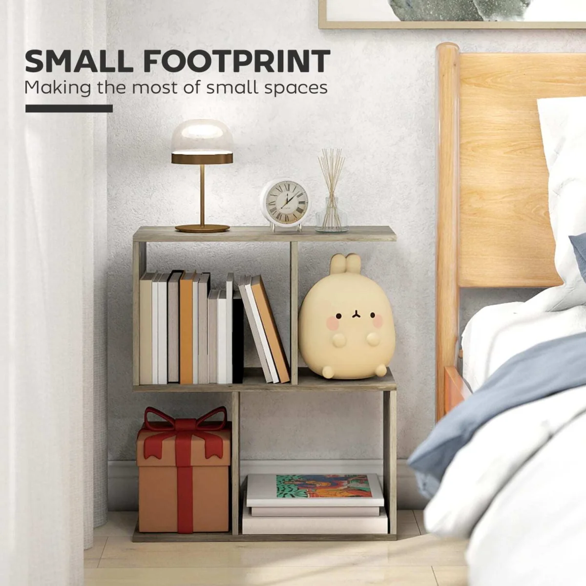 Filo Grey Narrow S-Shaped Side Table with 3-Tier Storage – image 2