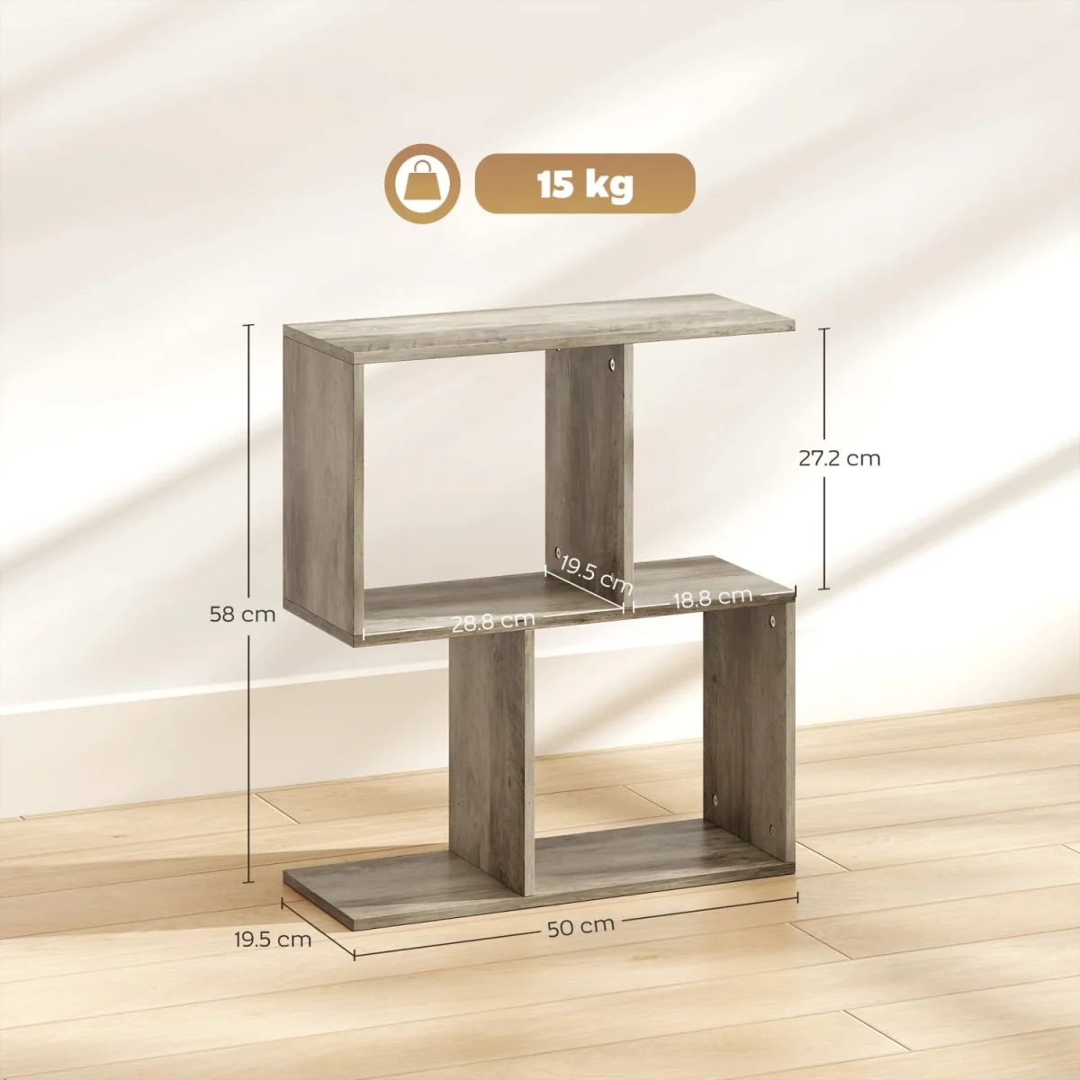 Filo Grey Narrow S-Shaped Side Table with 3-Tier Storage – image 4