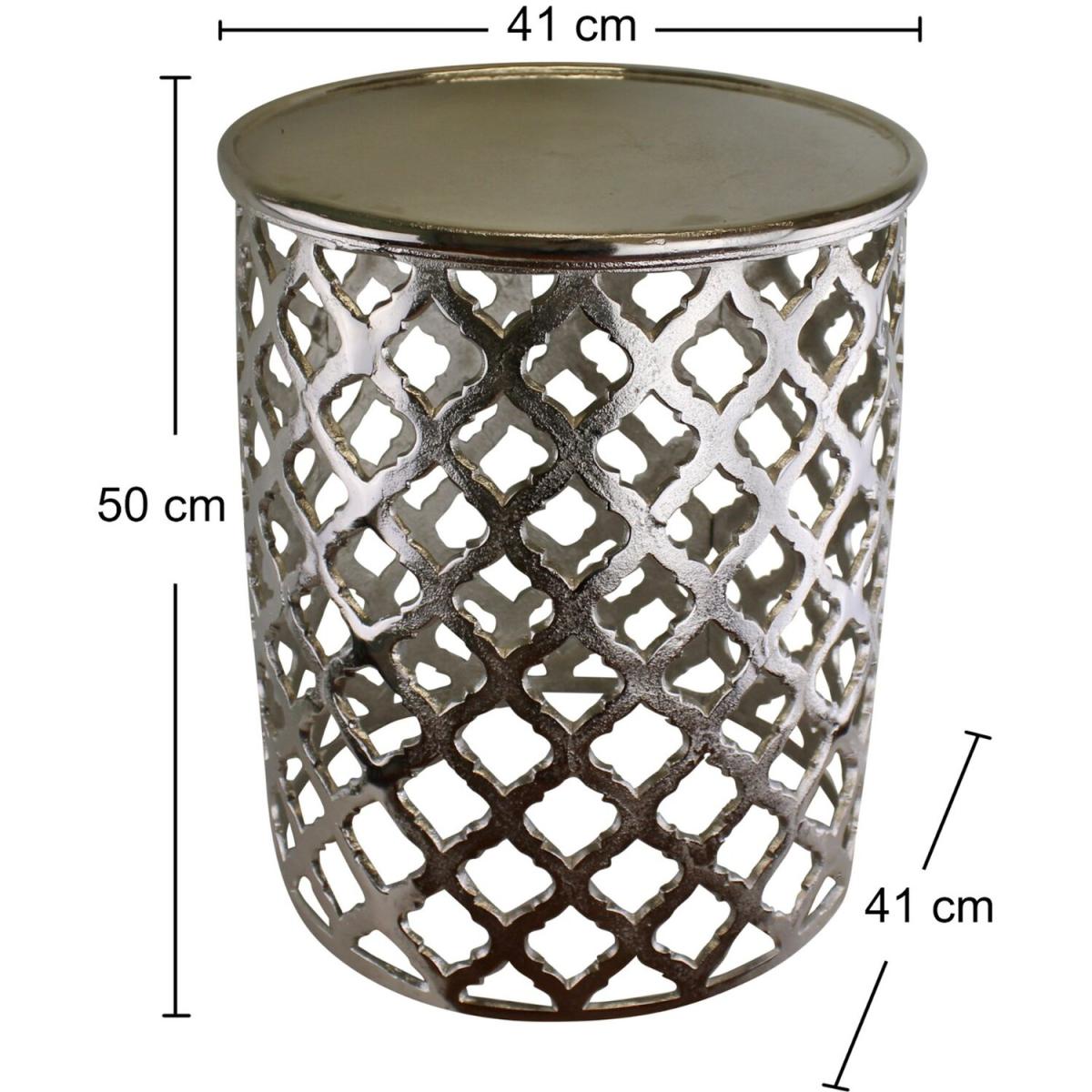 Decorative Silver Metal Side Table, Lattice design - White – image 2