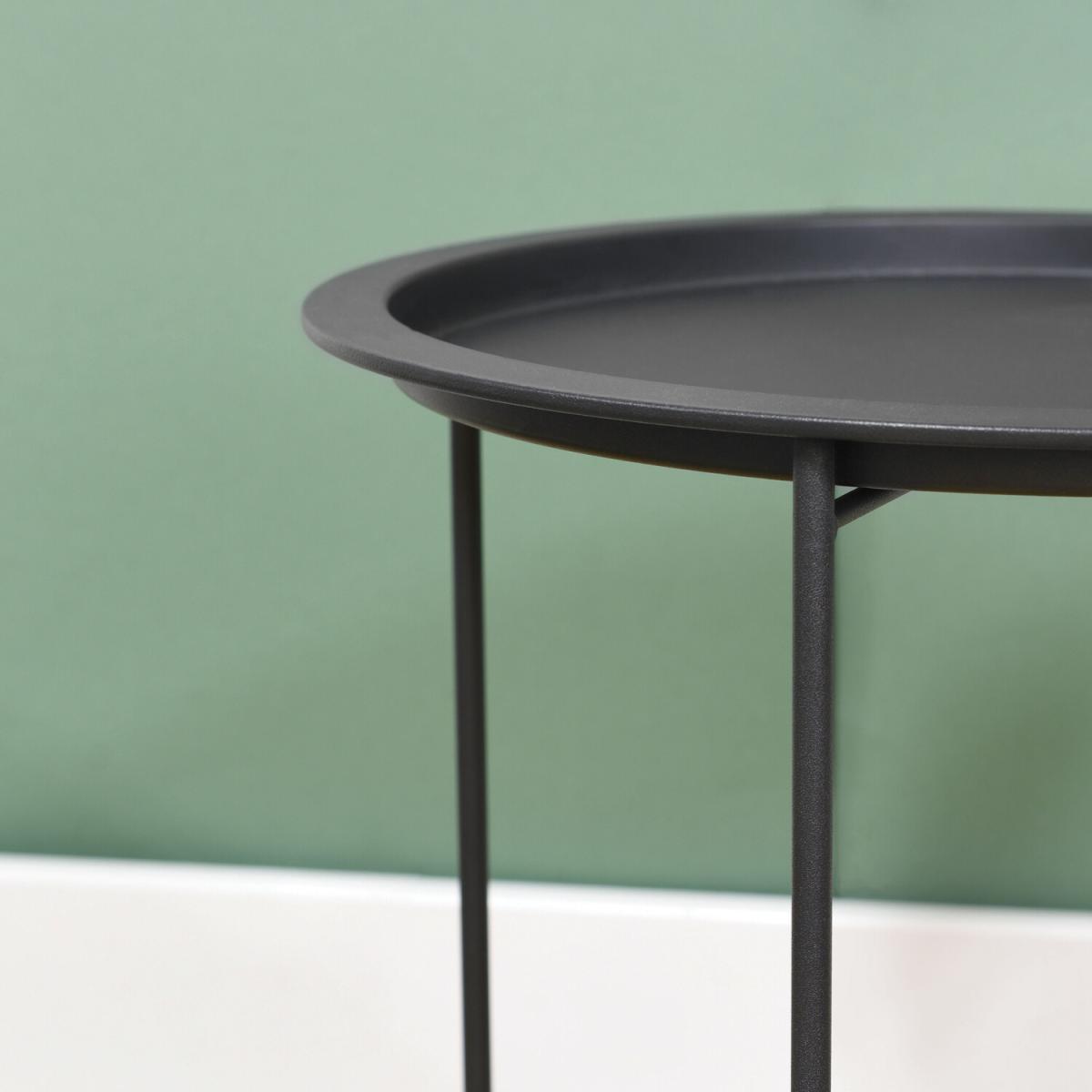 Round Folding Side Table - Black – image 5