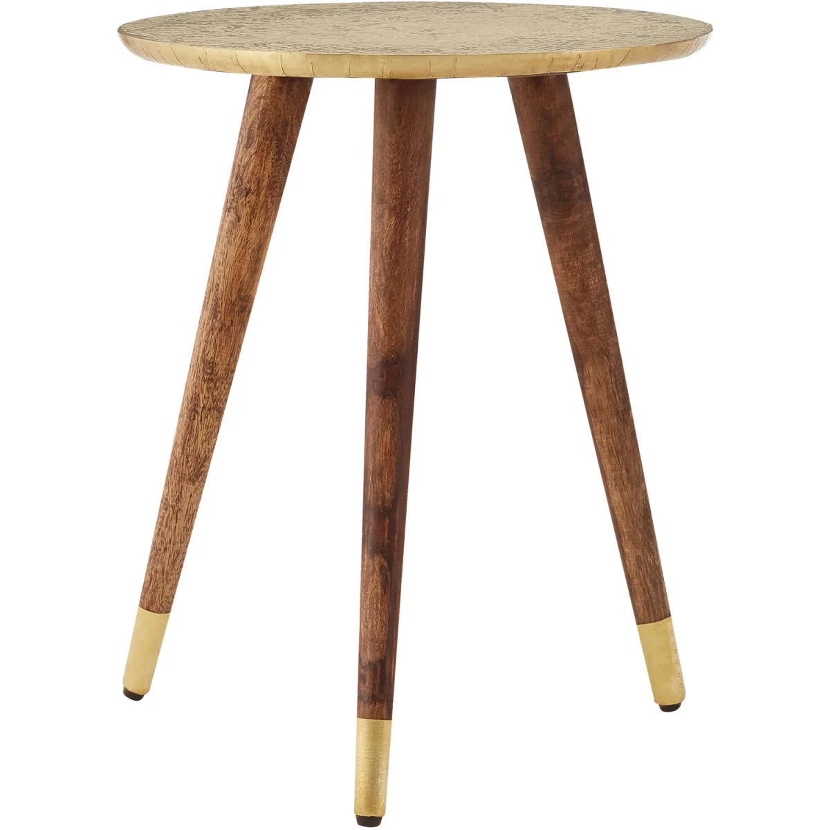 Boho Gold Finish Carved Metal Top Side Table - Gold – image 2