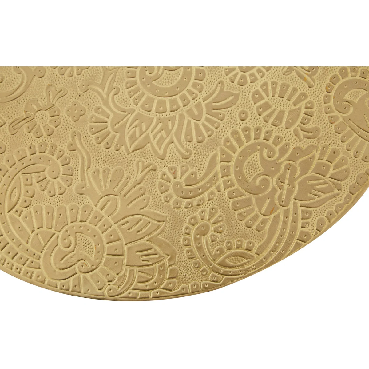 Boho Gold Finish Carved Metal Top Side Table - Gold – image 5