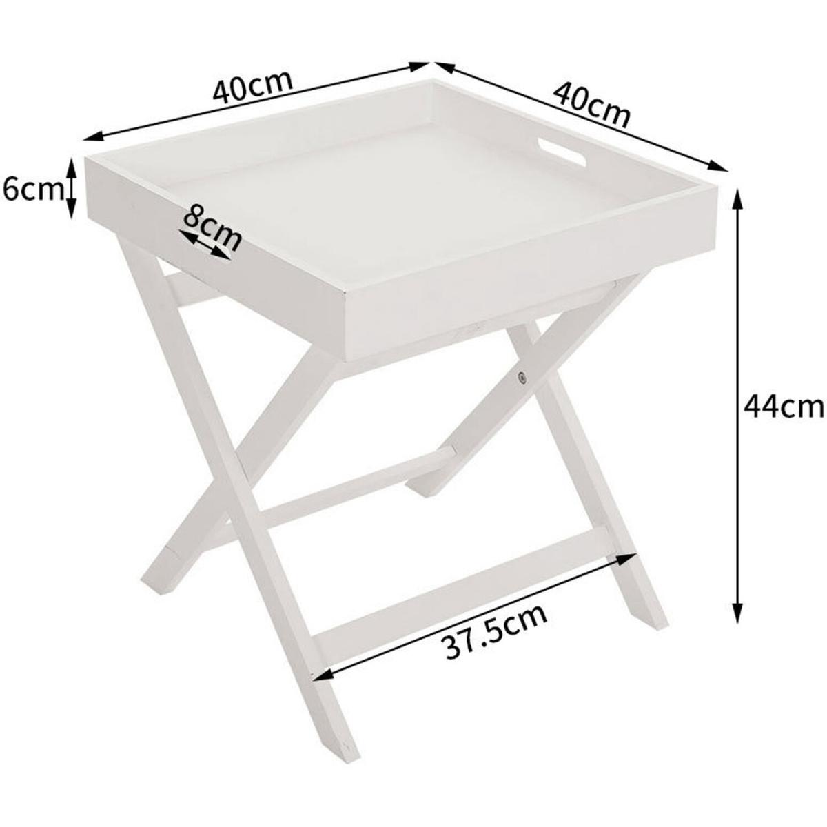 Folding Coffee Tea Dining Table Snack Serving Side Serving Desk Tray - White – image 6
