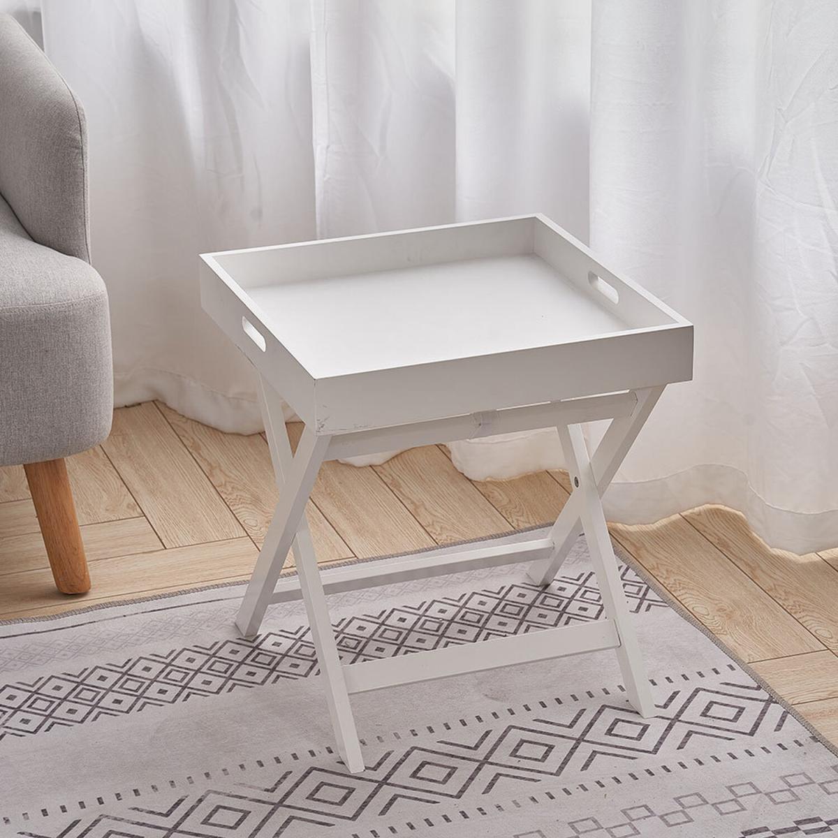 Folding Coffee Tea Dining Table Snack Serving Side Serving Desk Tray - White – image 7
