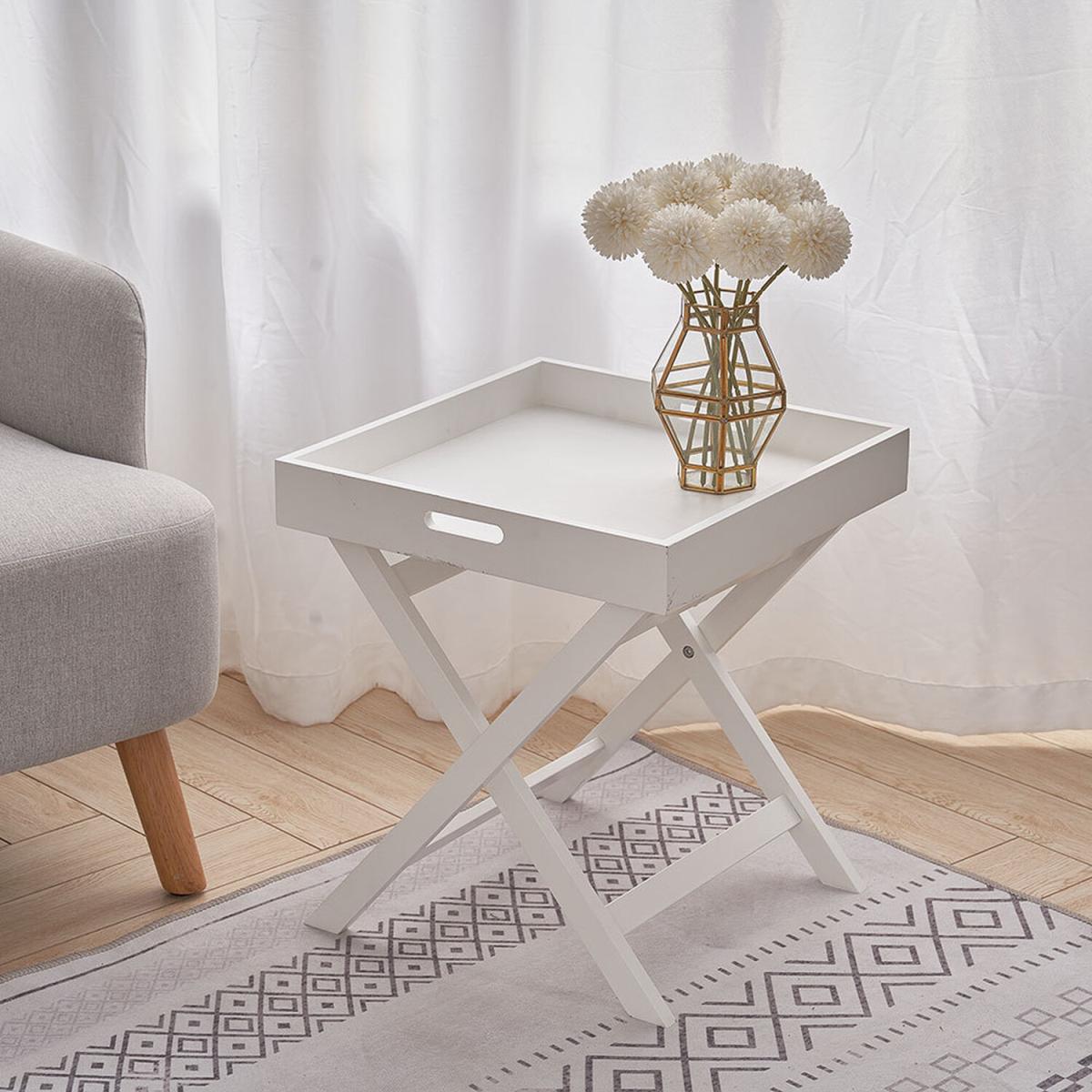 Folding Coffee Tea Dining Table Snack Serving Side Serving Desk Tray - White – image 8