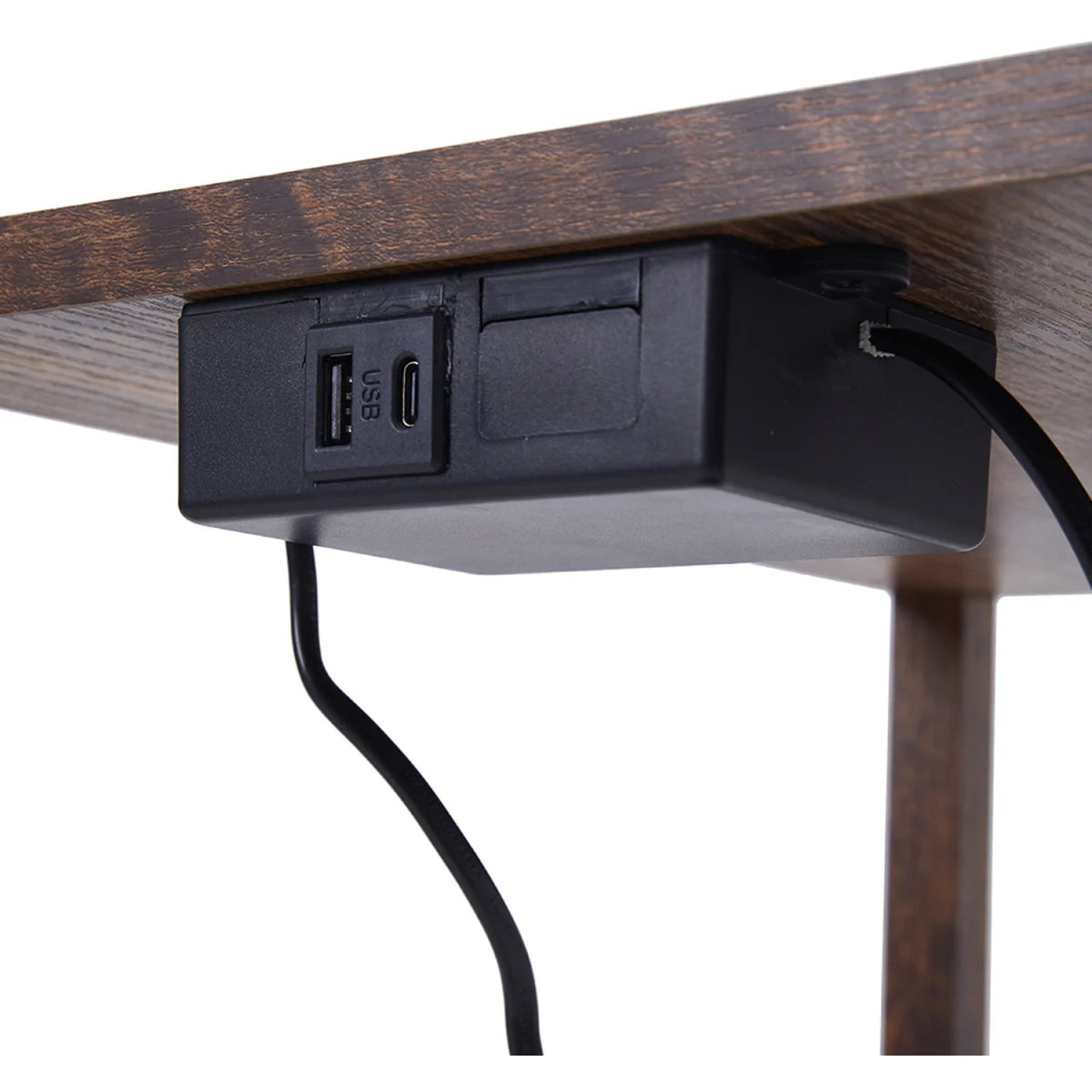 2 In 1 Modern Design Metal Floor Lamp Side Table - Walnut – image 4