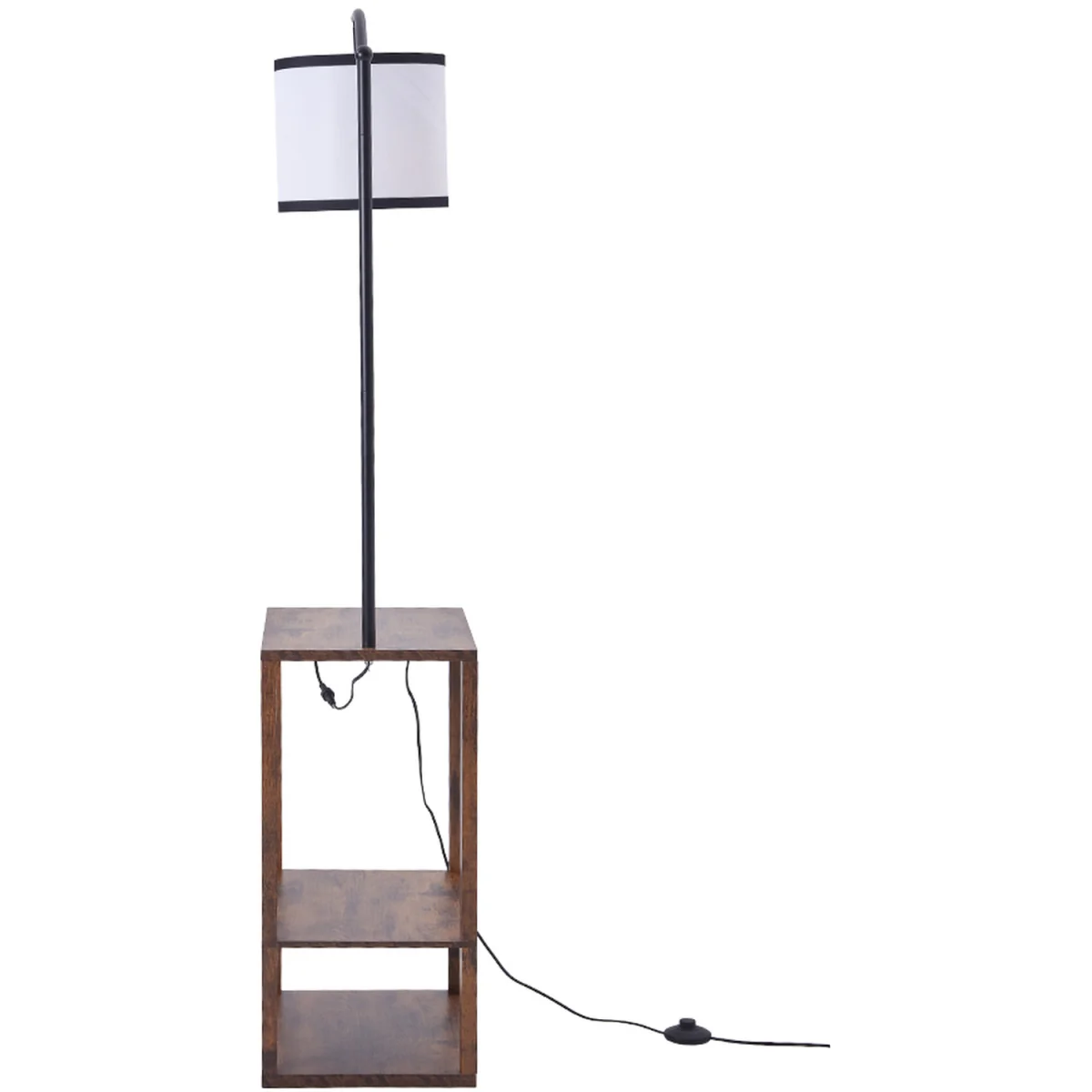 2 In 1 Modern Design Metal Floor Lamp Side Table - Walnut – image 9