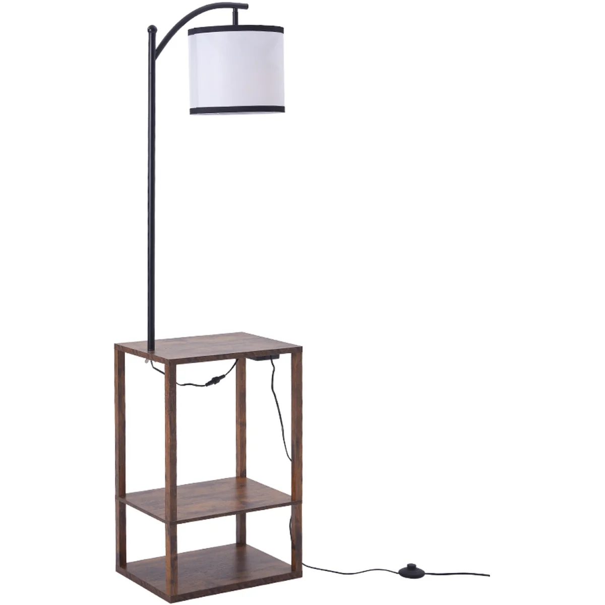2 In 1 Modern Design Metal Floor Lamp Side Table - Walnut – image 10