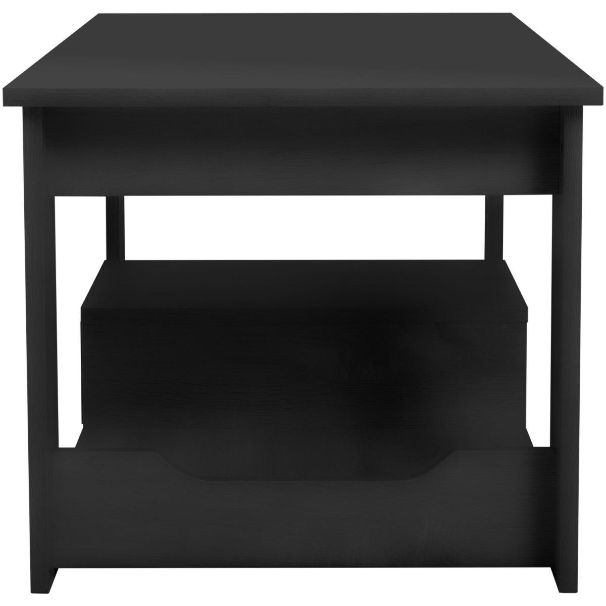 2 Layer Wooden Side Table With Slide Drawer Living Room Furniture - Black – image 3