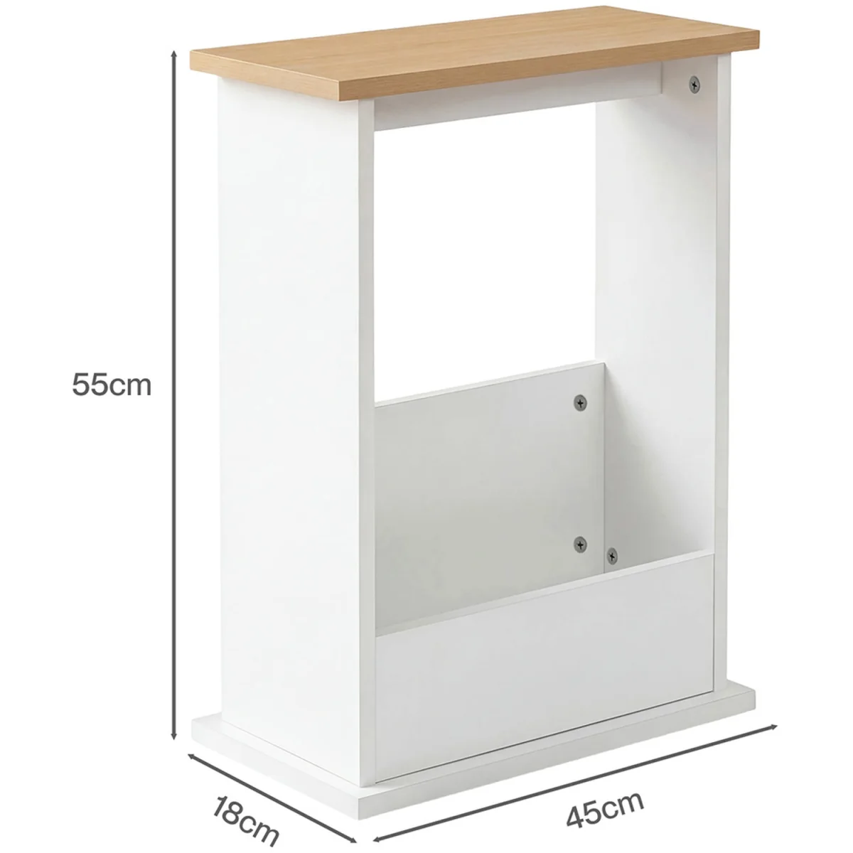 Side Table with Magazine Rack Slim End Table For Living Room Natural - White – image 4