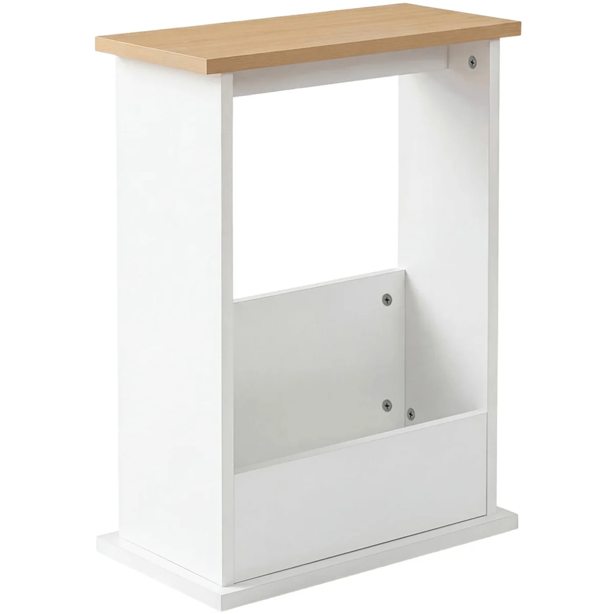 Side Table with Magazine Rack Slim End Table For Living Room Natural - White – image 7