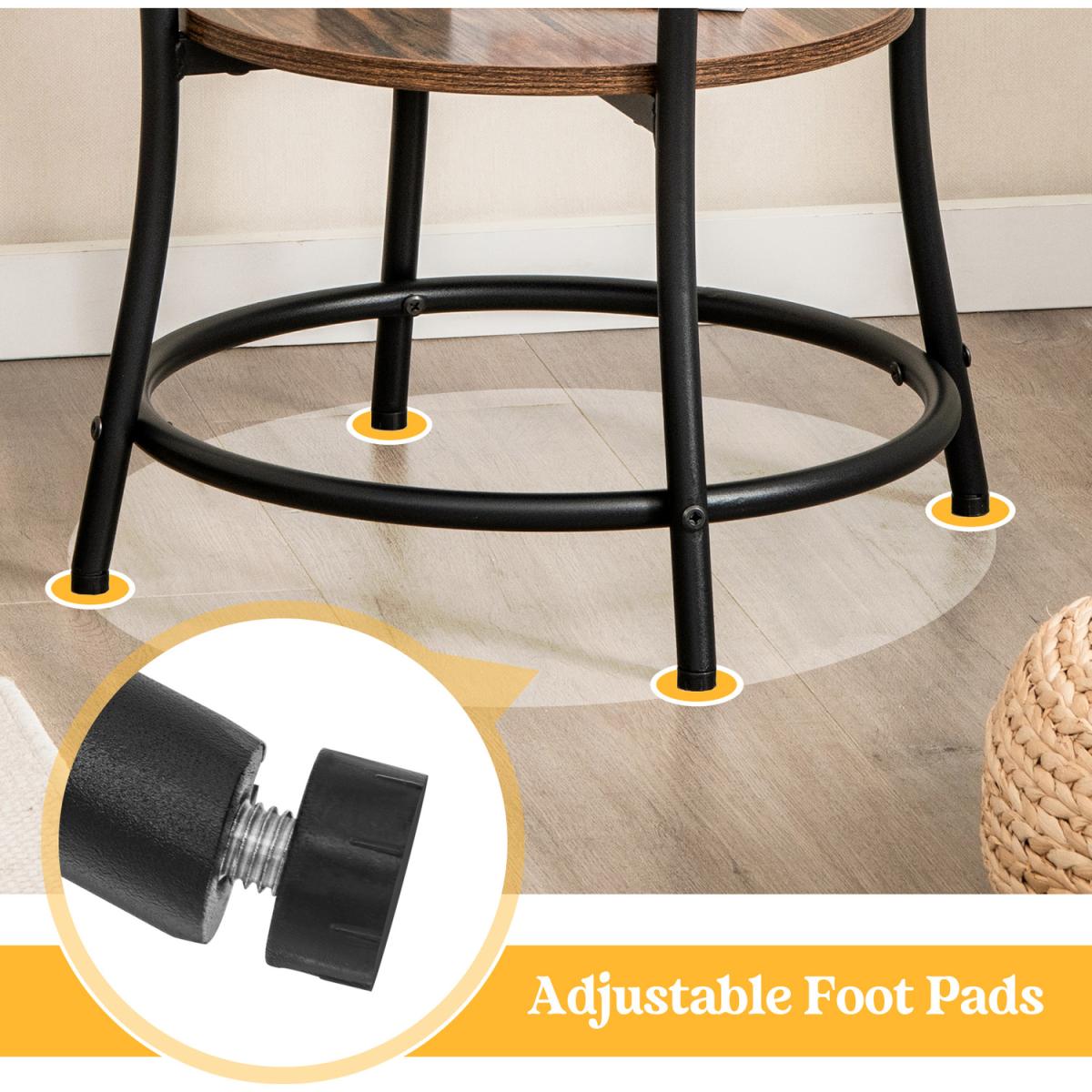 Costway 2-Tier Round Sofa Side Table-Rustic Brown - Rustic Brown – image 8