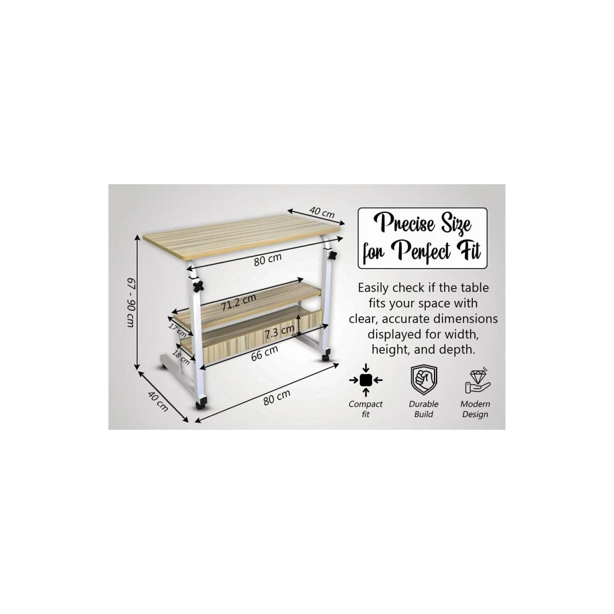 Portable Rolling Bedside Laptop Tray Table – image 2
