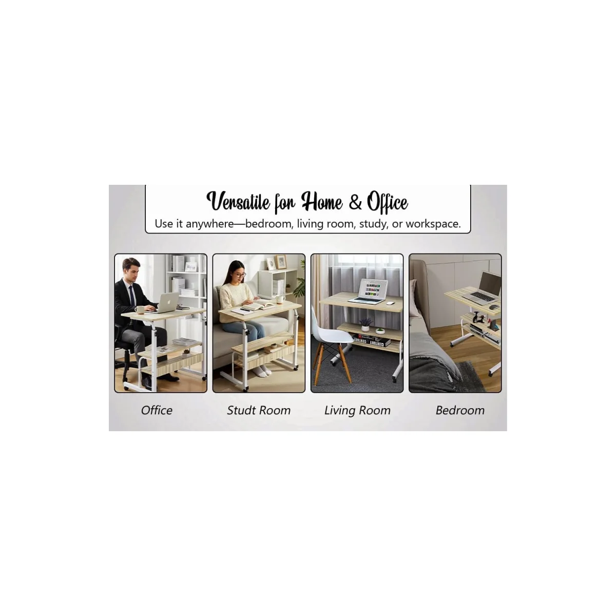 Portable Rolling Bedside Laptop Tray Table – image 3