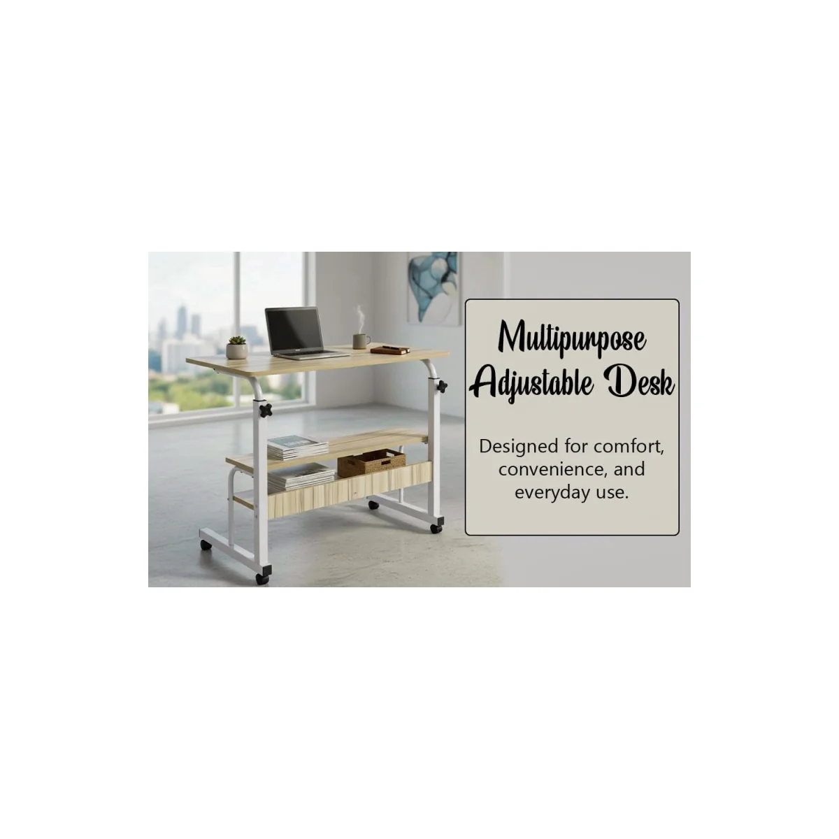 Portable Rolling Bedside Laptop Tray Table – image 5