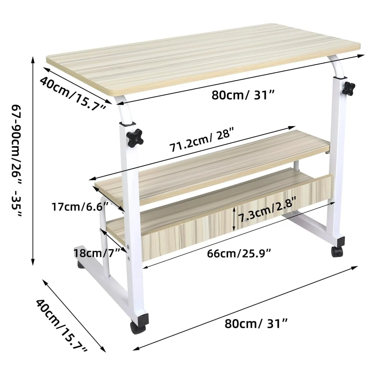 Portable Rolling Bedside Laptop Tray Table – image 8
