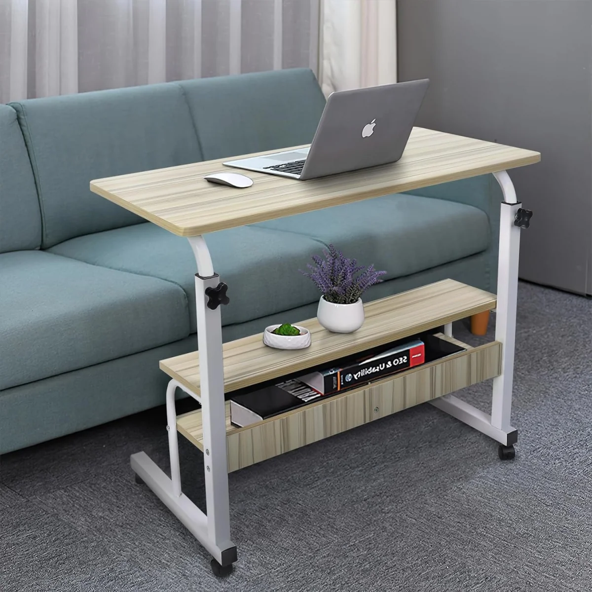 Portable Rolling Bedside Laptop Tray Table – image 1