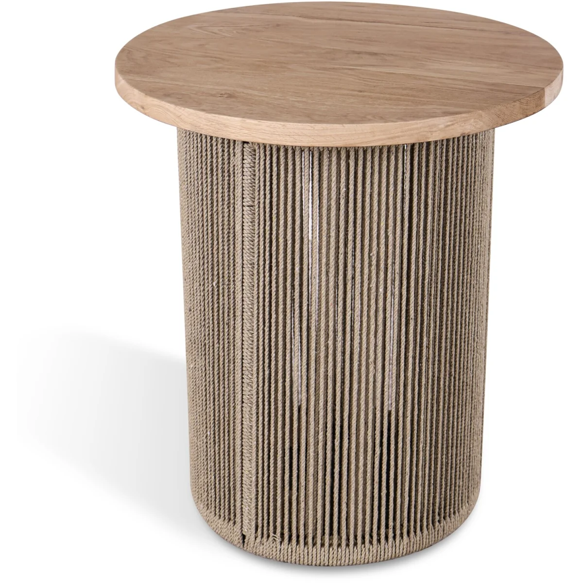 Round Rope Design Side Table with Solid Oak Wood Top - Natural – image 2