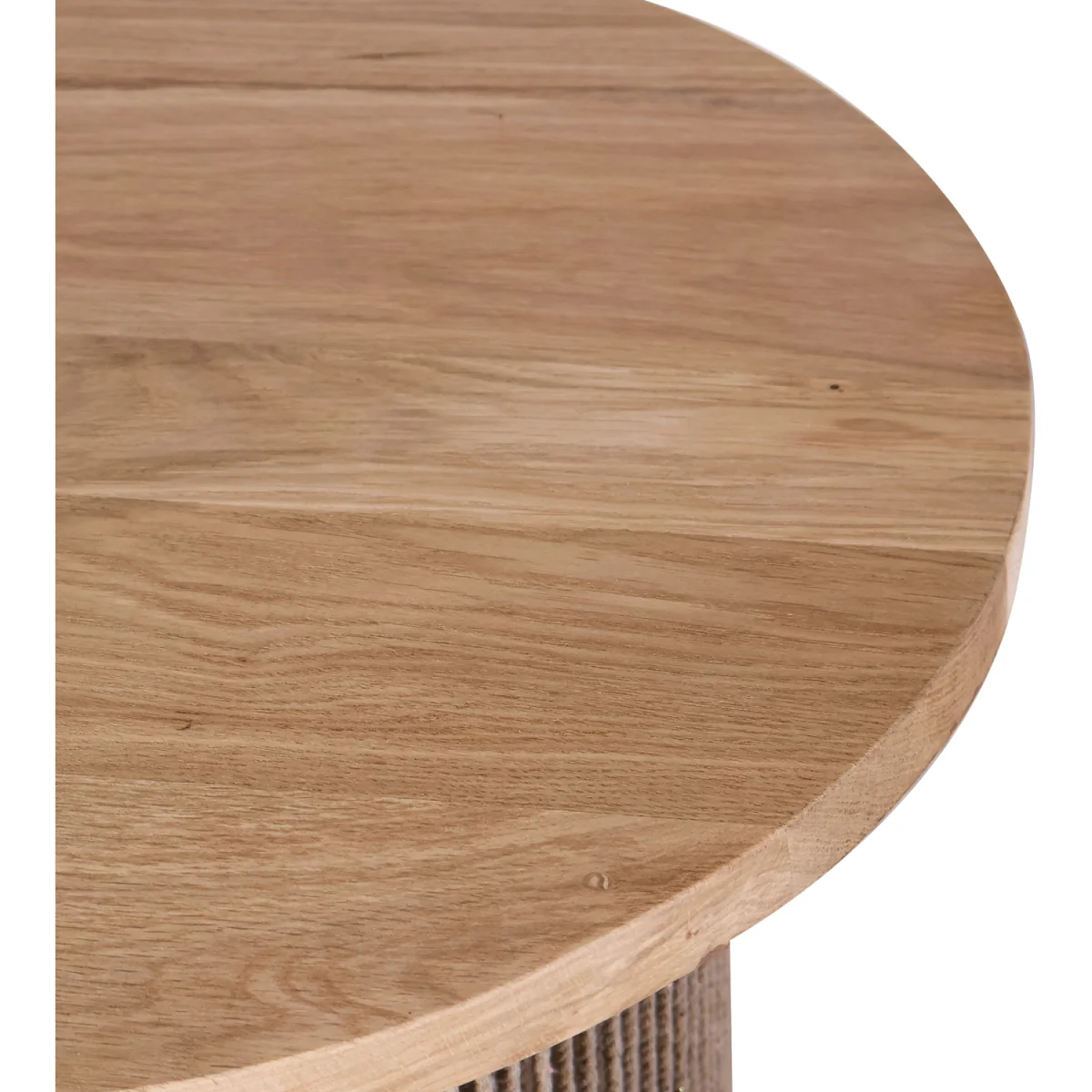 Round Rope Design Side Table with Solid Oak Wood Top - Natural – image 4