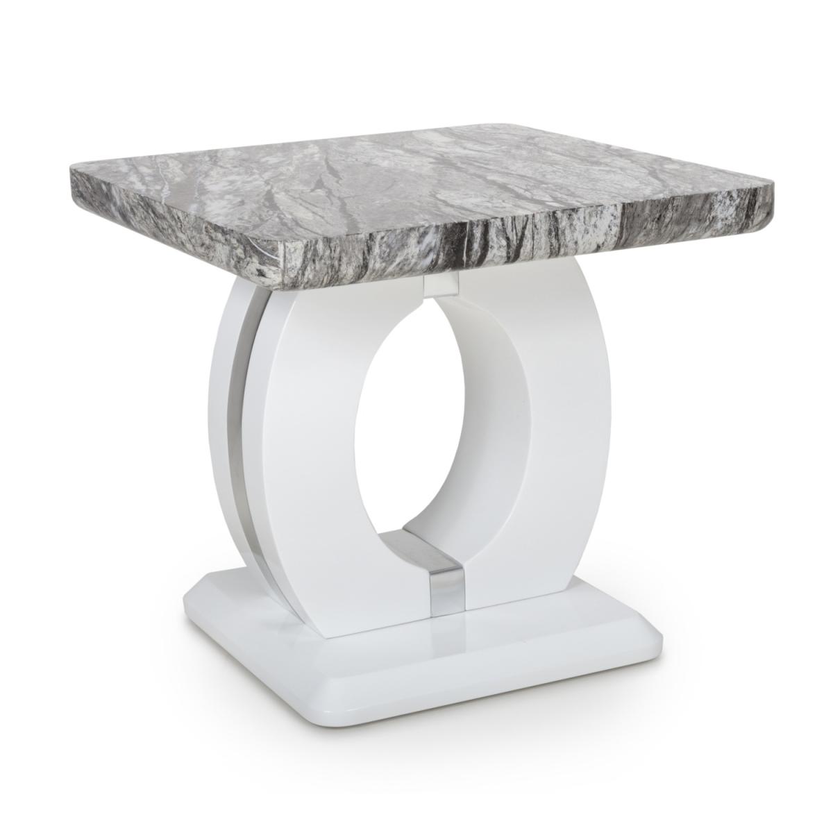 Neptune Marble Effect Grey and White Lamp Table - Marble Effect – image 3