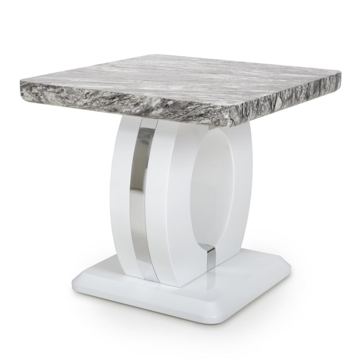 Neptune Marble Effect Grey and White Lamp Table - Marble Effect – image 4