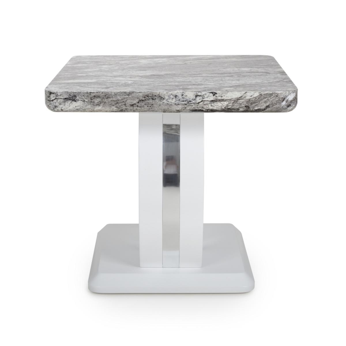 Neptune Marble Effect Grey and White Lamp Table - Marble Effect – image 5
