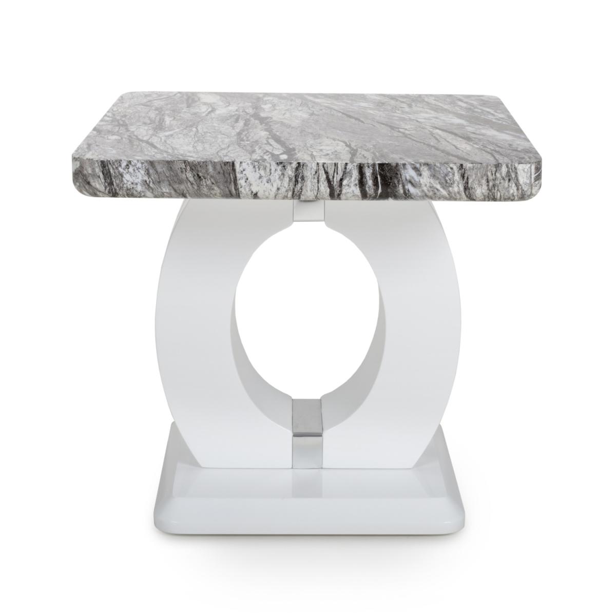 Neptune Marble Effect Grey and White Lamp Table - Marble Effect – image 6