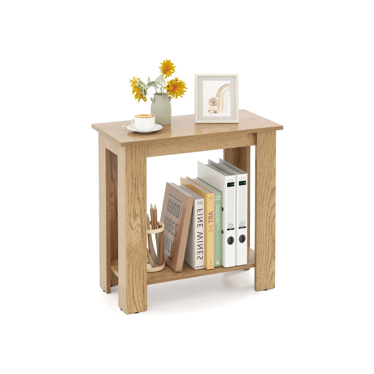 2-Tier End Table Side Table - Brown