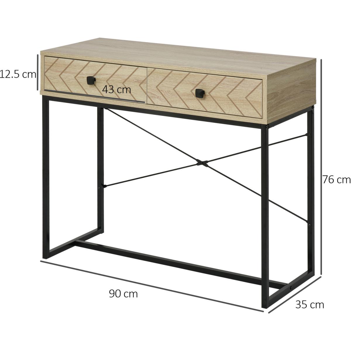 Embossed Arrow Side Table with 2 Drawers - Brown – image 2